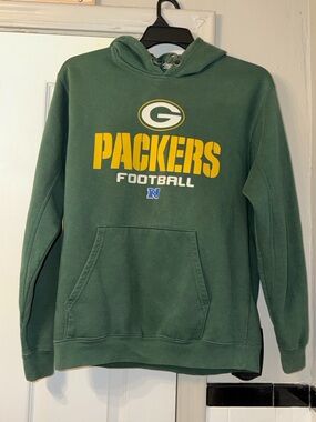 NFL Team Apparel Green Bay Packers Football Graphic Print Hoodie Men’s Size LRG.